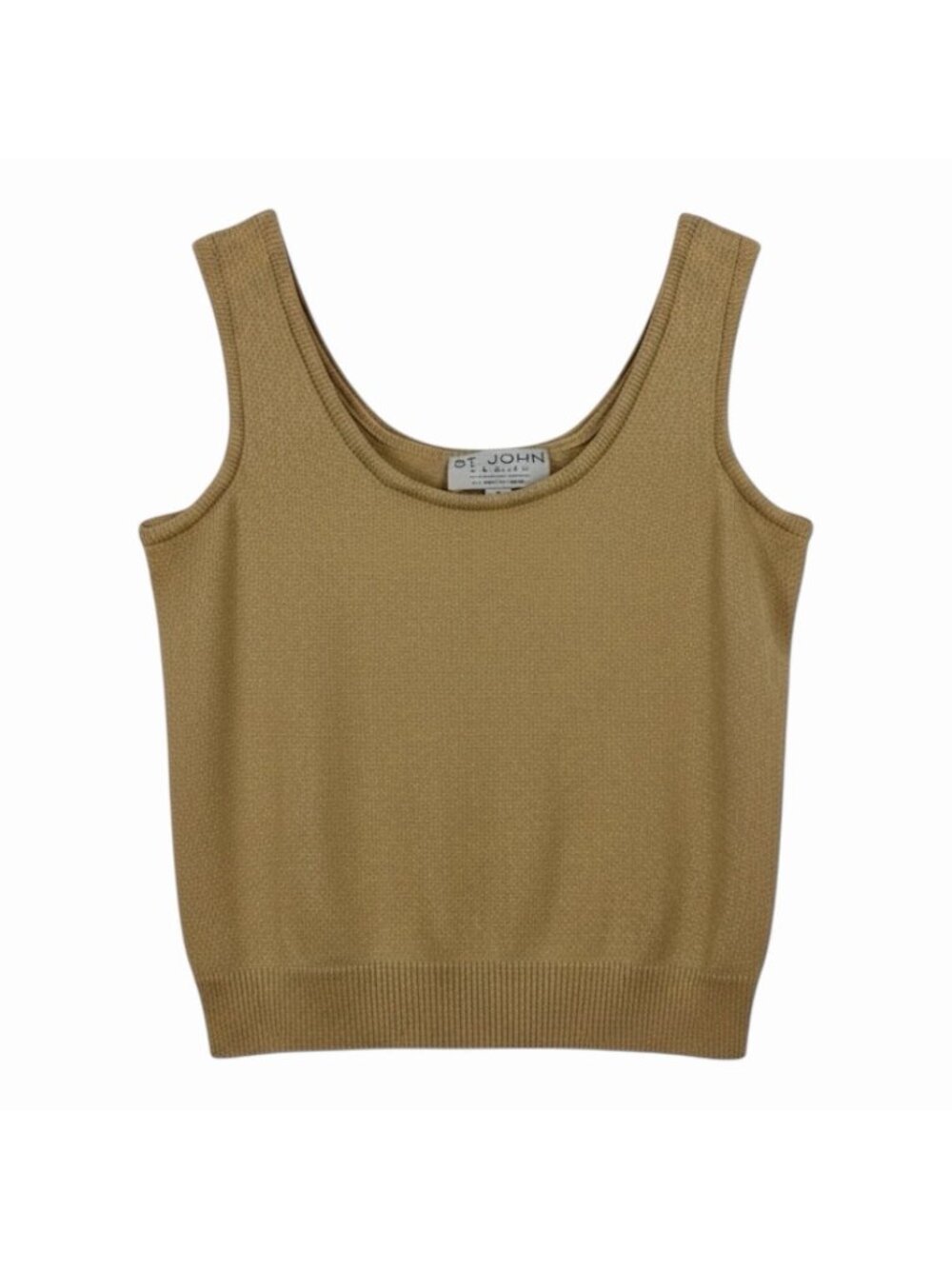 ST JOHN BASICS by Marie Gray Knit Tank Top Shell Size Medium Gold Metallic Knit
